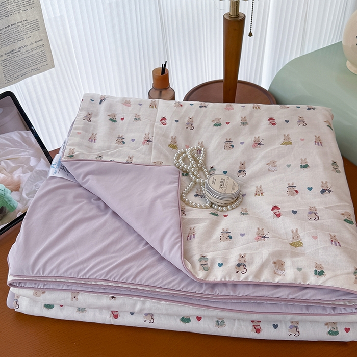 91家纺网 家纺一手货源 找家纺 （总）HL原创 2026新款全棉双层纱小冰皮冰纱双感夏被夏凉被空调被