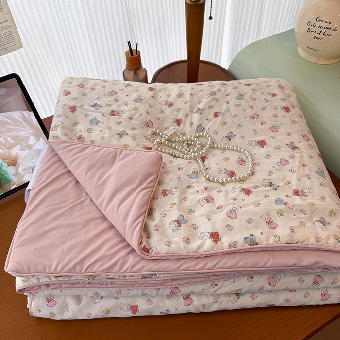 91家纺网 家纺一手货源 找家纺 （总）HL原创 2026新款全棉双层纱小冰皮冰纱双感夏被夏凉被空调被