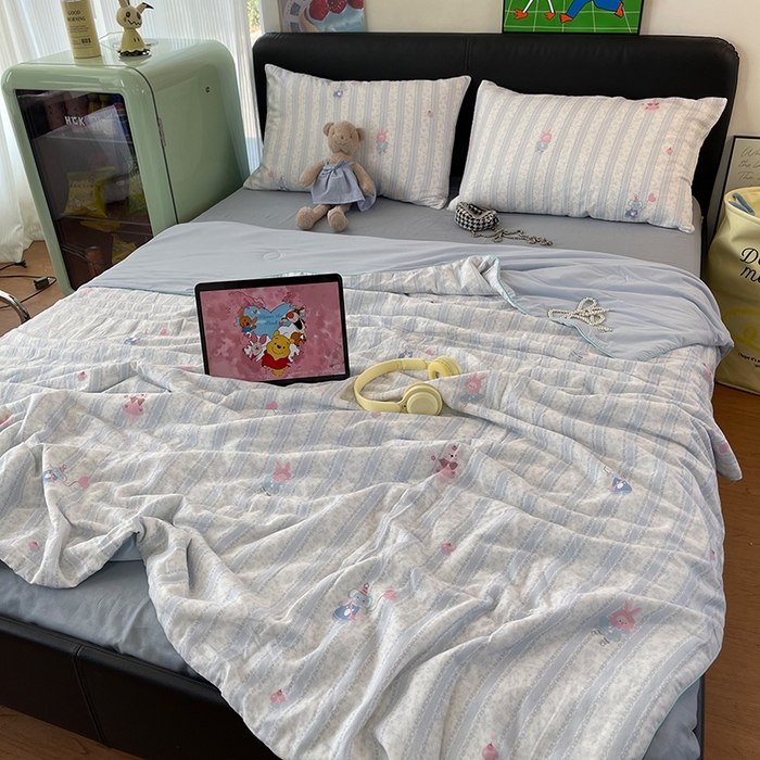 91家纺网 家纺一手货源 找家纺 （总）HL原创 2026新款全棉双层纱小冰皮冰纱双感夏被夏凉被空调被