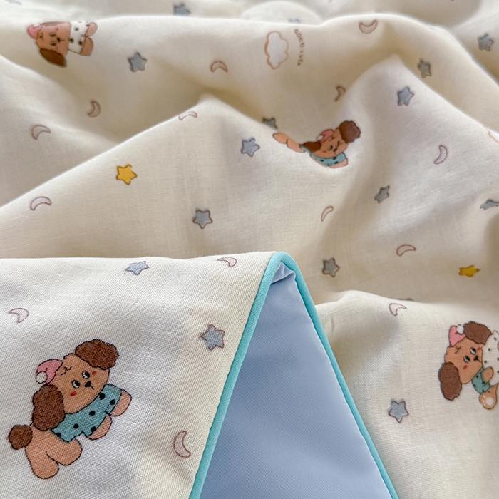 91家纺网 家纺一手货源 找家纺 HL原创 2026新款全棉双层纱小冰皮冰纱双感夏被夏凉被空调被 星星狗