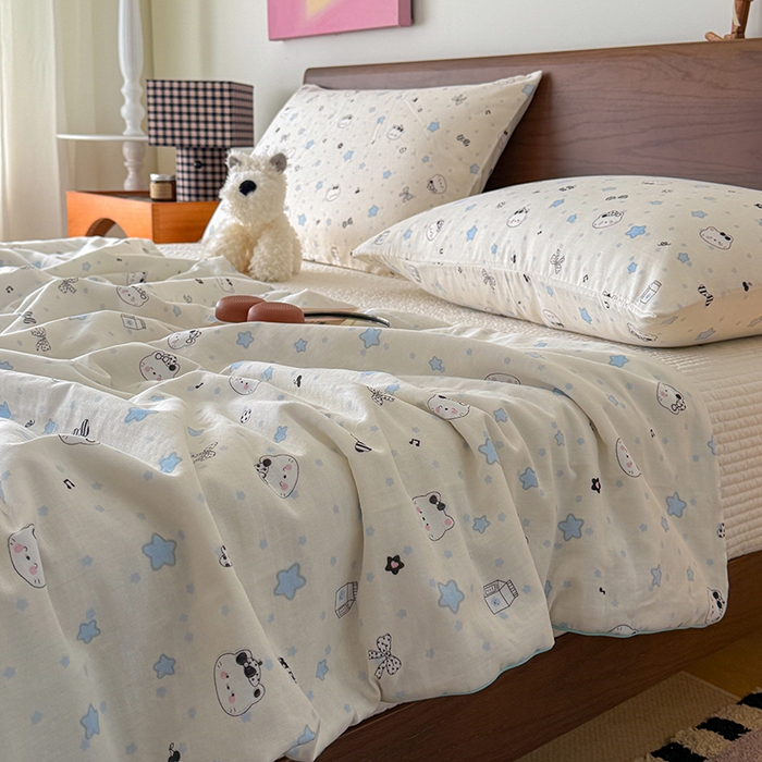 91家纺网 家纺一手货源 找家纺 HL原创 2026新款全棉双层纱小冰皮冰纱双感夏被夏凉被空调被 星空