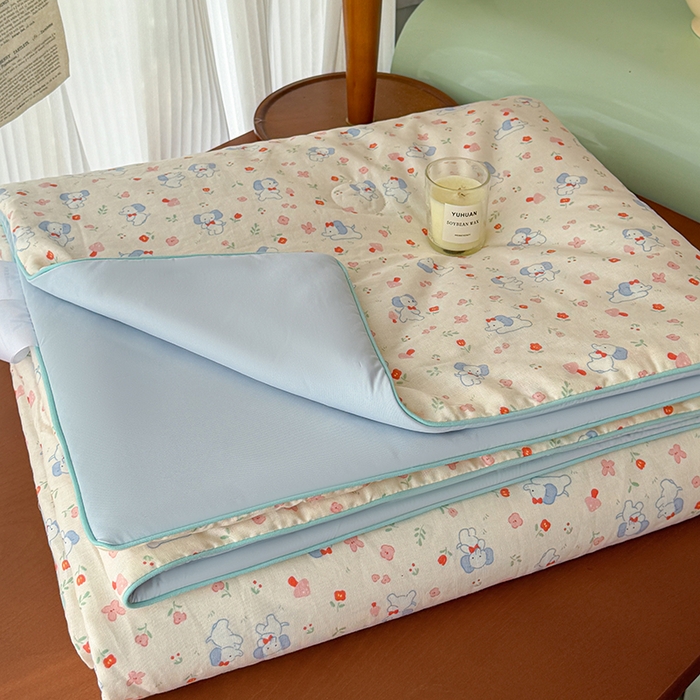 HL原创 2026新款全棉双层纱小冰皮冰纱双感夏被夏凉被空调被 福气小象