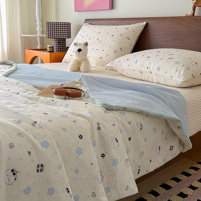 91家纺网 家纺一手货源 找家纺 HL原创 2026新款全棉双层纱小冰皮冰纱双感夏被夏凉被空调被 星空