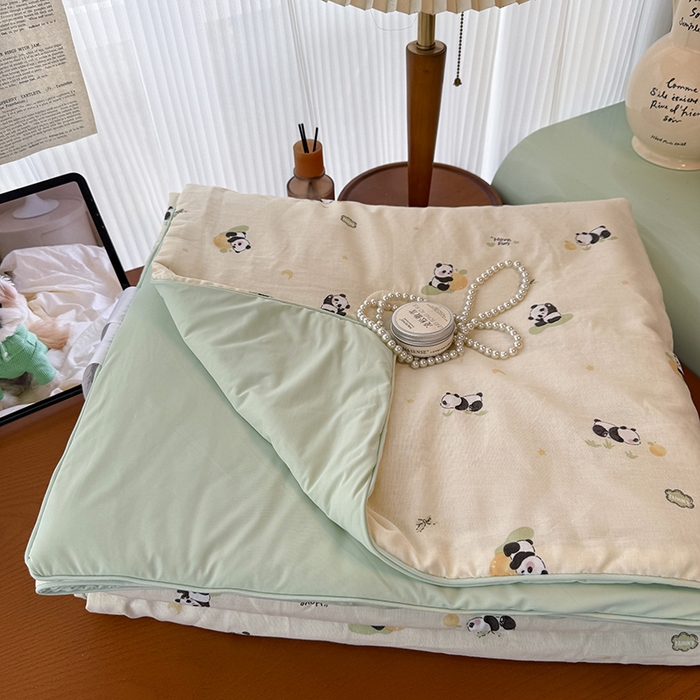 91家纺网 家纺一手货源 找家纺 HL原创 2026新款全棉双层纱小冰皮冰纱双感夏被夏凉被空调被 小熊猫