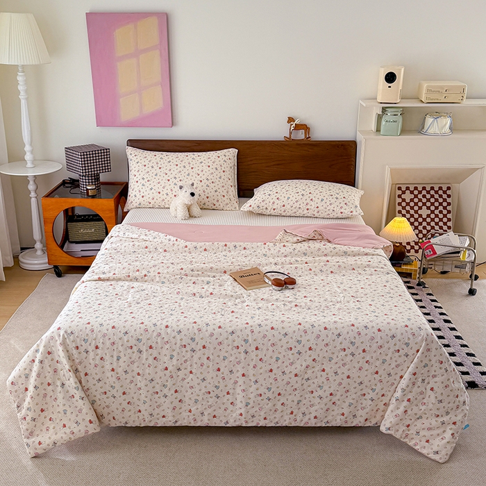 91家纺网 家纺一手货源 找家纺 HL原创 2026新款全棉双层纱小冰皮冰纱双感夏被夏凉被空调被 可爱兔