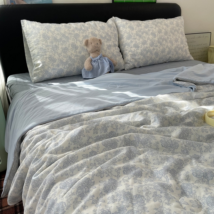 91家纺网 家纺一手货源 找家纺 HL原创 2026新款全棉双层纱小冰皮冰纱双感夏被夏凉被空调被 梨禾小姐