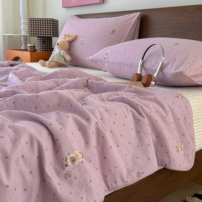 91家纺网 家纺一手货源 找家纺 HL原创 2026新款全棉双层纱小冰皮冰纱双感夏被夏凉被空调被 艾莎