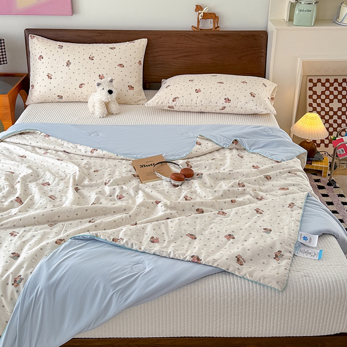 91家纺网 家纺一手货源 找家纺 HL原创 2026新款全棉双层纱小冰皮冰纱双感夏被夏凉被空调被 星星狗