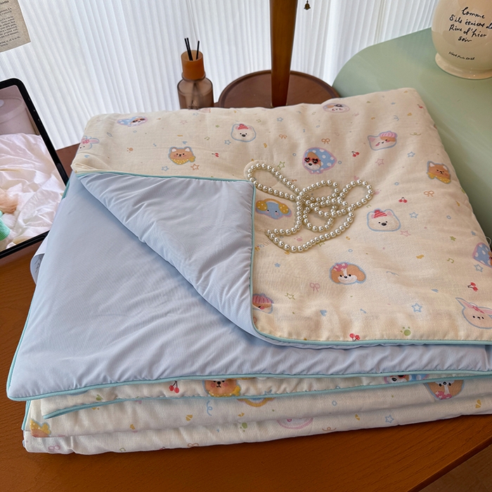 91家纺网 家纺一手货源 找家纺 HL原创 2026新款全棉双层纱小冰皮冰纱双感夏被夏凉被空调被 童话镇