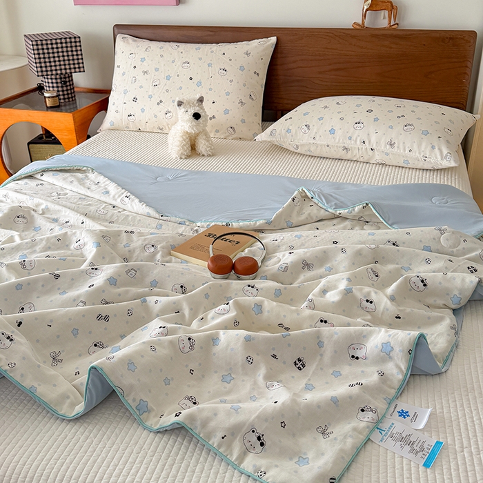 91家纺网 家纺一手货源 找家纺 HL原创 2026新款全棉双层纱小冰皮冰纱双感夏被夏凉被空调被 星空