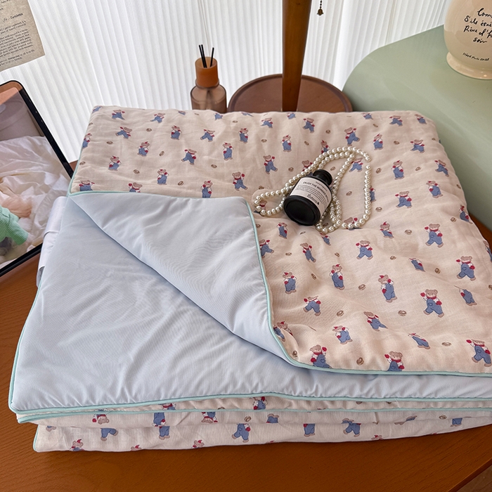 91家纺网 家纺一手货源 找家纺 HL原创 2026新款全棉双层纱小冰皮冰纱双感夏被夏凉被空调被 仔仔