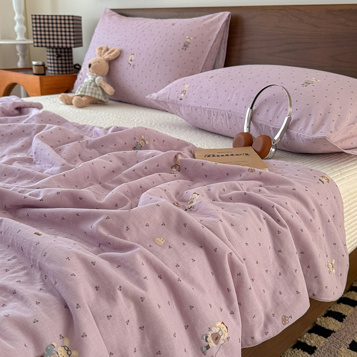 91家纺网 家纺一手货源 找家纺 HL原创 2026新款全棉双层纱小冰皮冰纱双感夏被夏凉被空调被 艾莎