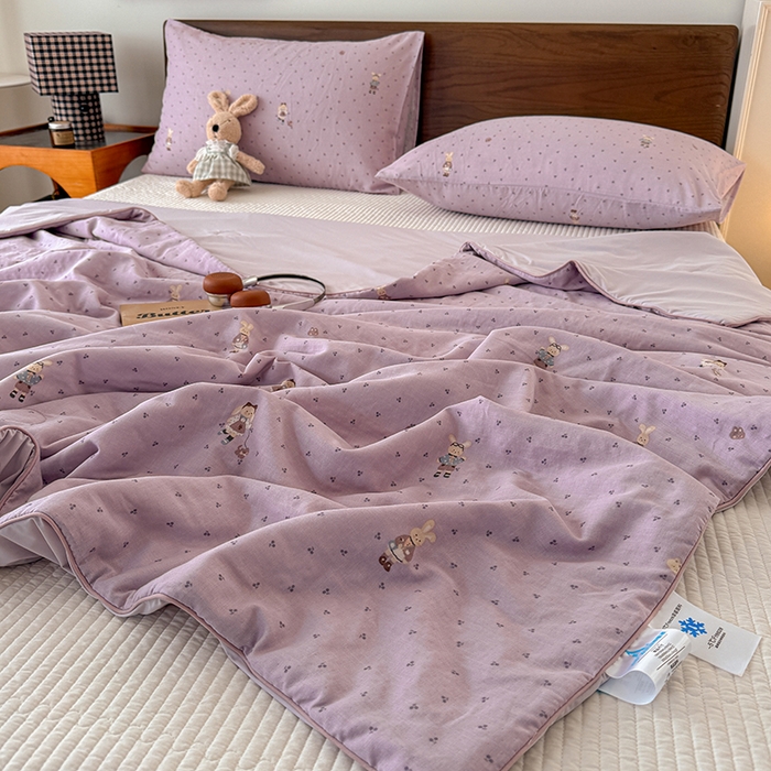 91家纺网 家纺一手货源 找家纺 HL原创 2026新款全棉双层纱小冰皮冰纱双感夏被夏凉被空调被 艾莎