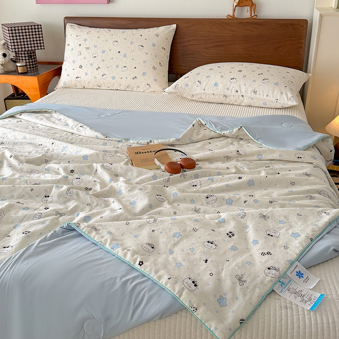 91家纺网 家纺一手货源 找家纺 HL原创 2026新款全棉双层纱小冰皮冰纱双感夏被夏凉被空调被 星空