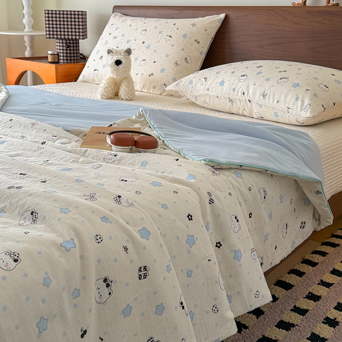 91家纺网 家纺一手货源 找家纺 HL原创 2026新款全棉双层纱小冰皮冰纱双感夏被夏凉被空调被 星空