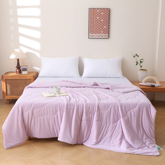 91家纺网 家纺一手货源 找家纺 天之悦家纺 2026热款针织提花夏被夏凉被空调被 粉色