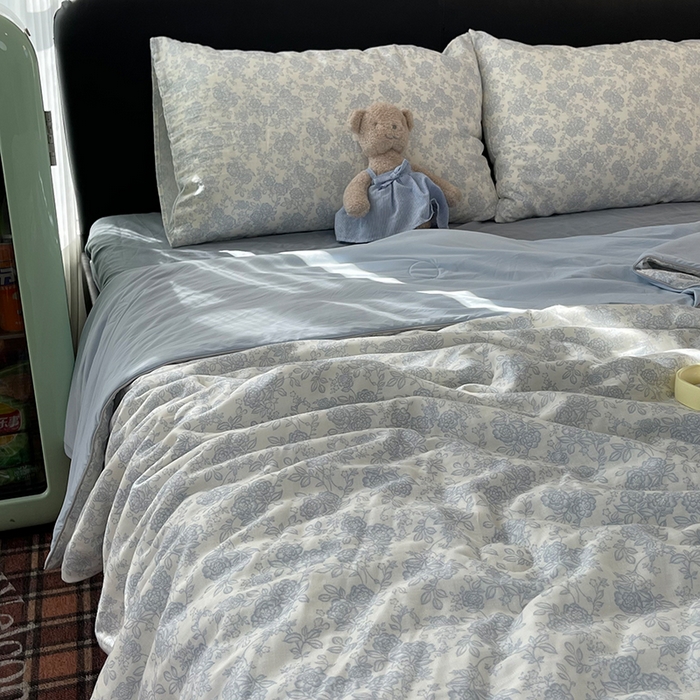 91家纺网 家纺一手货源 找家纺 HL原创 2026新款全棉双层纱小冰皮冰纱双感夏被夏凉被空调被 梨禾小姐