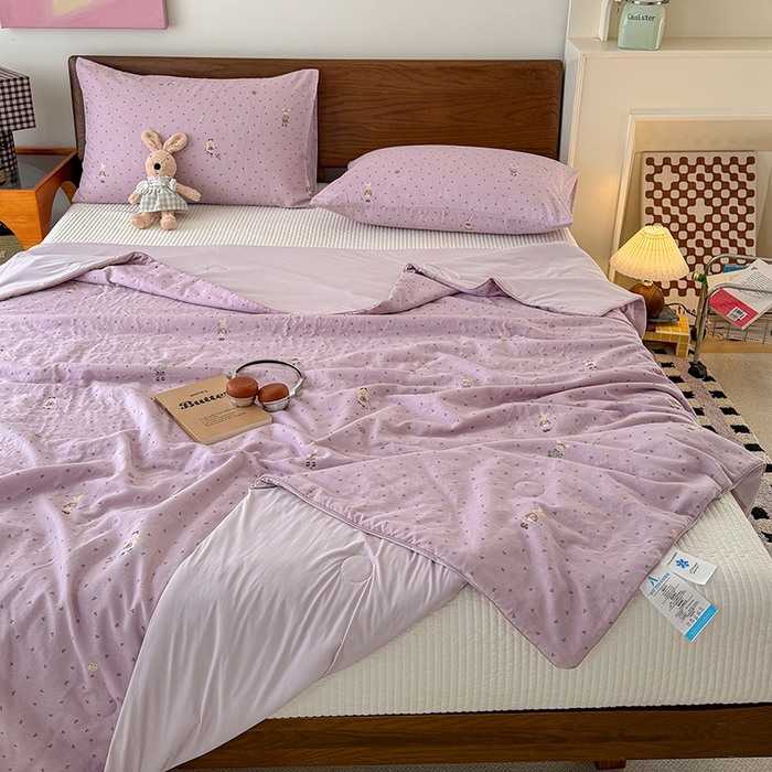 91家纺网 家纺一手货源 找家纺 HL原创 2026新款全棉双层纱小冰皮冰纱双感夏被夏凉被空调被 艾莎