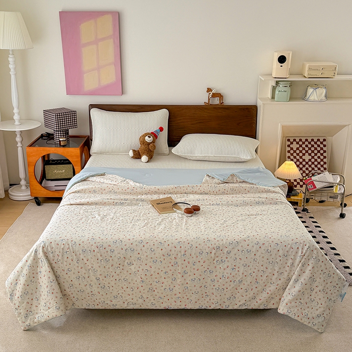 91家纺网 家纺一手货源 找家纺 HL原创 2026新款全棉双层纱小冰皮冰纱双感夏被夏凉被空调被 福气小象