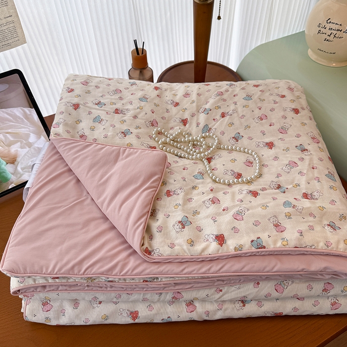 91家纺网 家纺一手货源 找家纺 HL原创 2026新款全棉双层纱小冰皮冰纱双感夏被夏凉被空调被 可爱兔