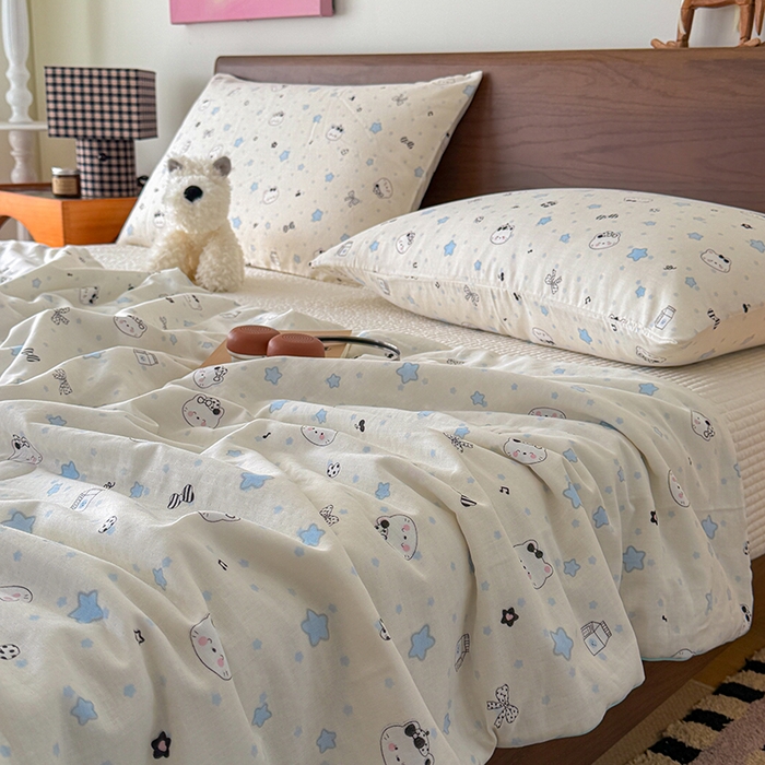 91家纺网 家纺一手货源 找家纺 HL原创 2026新款全棉双层纱小冰皮冰纱双感夏被夏凉被空调被 星空