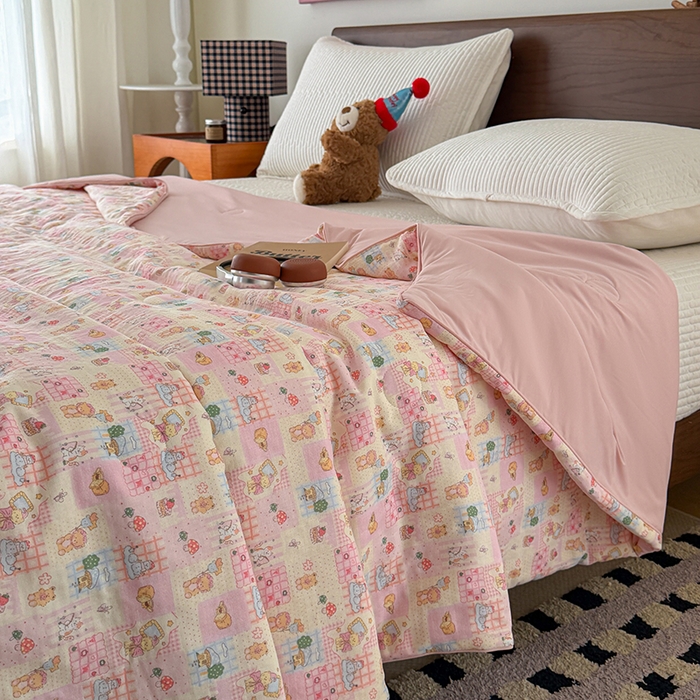 91家纺网 家纺一手货源 找家纺 HL原创 2026新款全棉双层纱小冰皮冰纱双感夏被夏凉被空调被 萌宠王国