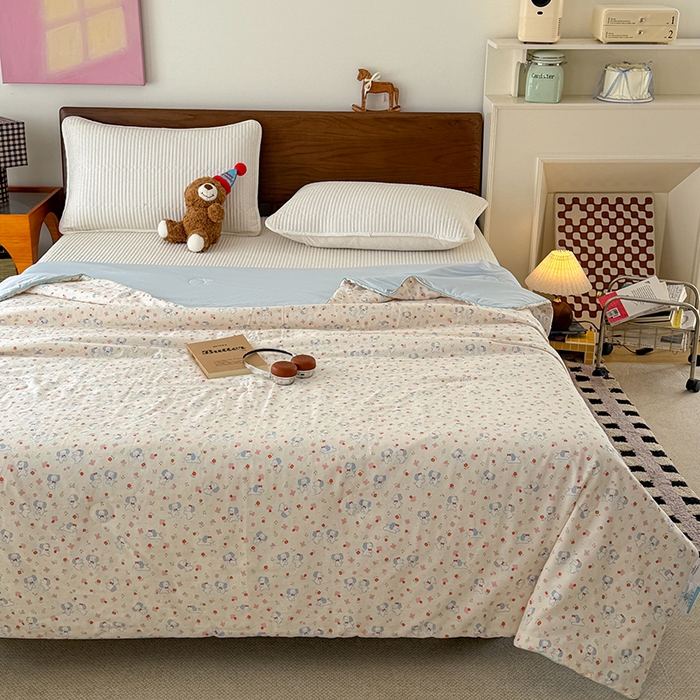 91家纺网 家纺一手货源 找家纺 HL原创 2026新款全棉双层纱小冰皮冰纱双感夏被夏凉被空调被 福气小象