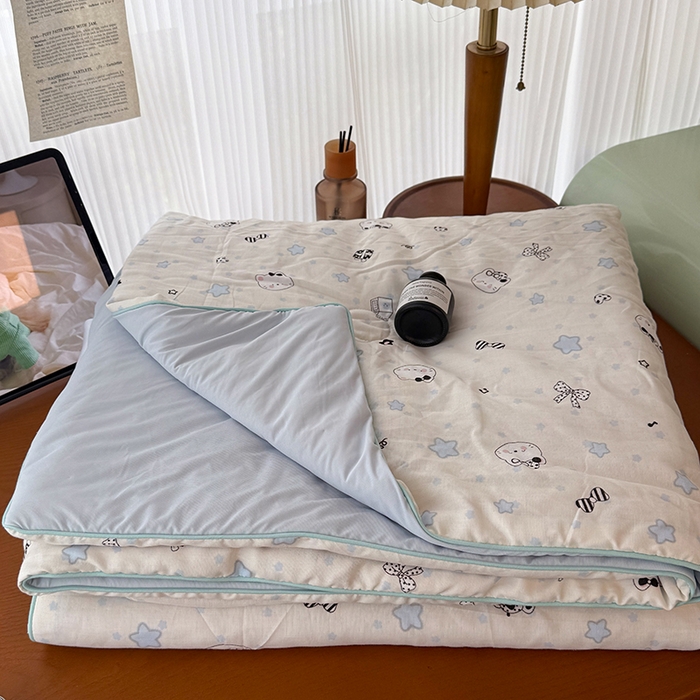 91家纺网 家纺一手货源 找家纺 HL原创 2026新款全棉双层纱小冰皮冰纱双感夏被夏凉被空调被 星空
