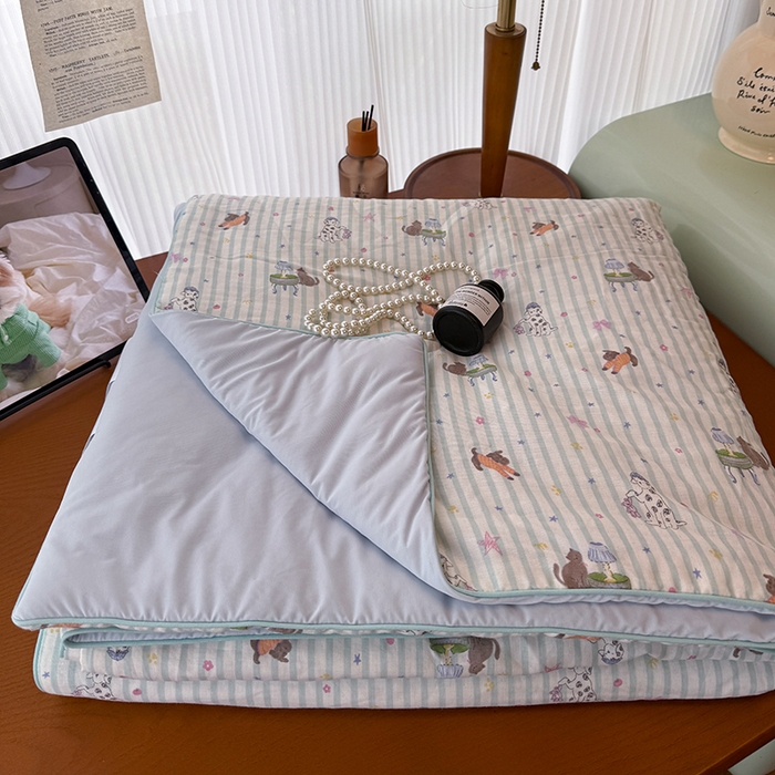 91家纺网 家纺一手货源 找家纺 HL原创 2026新款全棉双层纱小冰皮冰纱双感夏被夏凉被空调被 星芒小狗