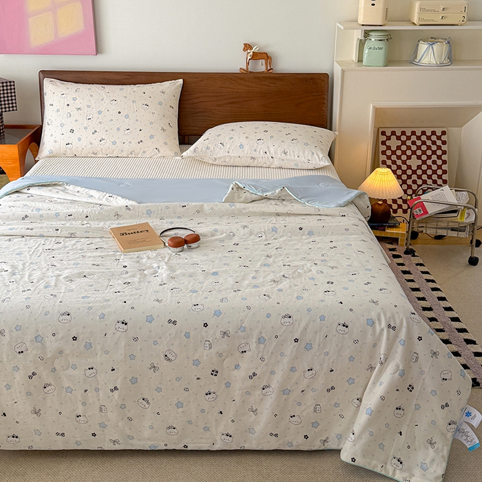 91家纺网 家纺一手货源 找家纺 HL原创 2026新款全棉双层纱小冰皮冰纱双感夏被夏凉被空调被 星空