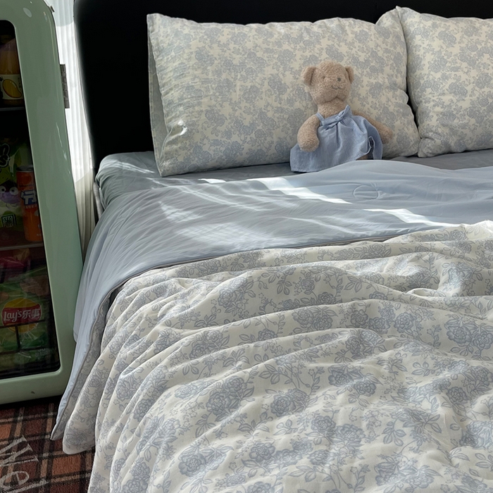 91家纺网 家纺一手货源 找家纺 HL原创 2026新款全棉双层纱小冰皮冰纱双感夏被夏凉被空调被 梨禾小姐