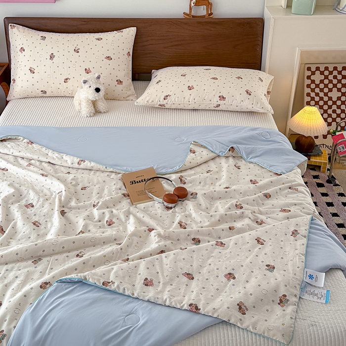91家纺网 家纺一手货源 找家纺 HL原创 2026新款全棉双层纱小冰皮冰纱双感夏被夏凉被空调被 星星狗
