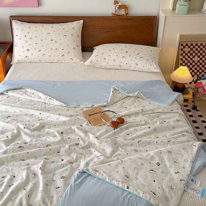 91家纺网 家纺一手货源 找家纺 HL原创 2026新款全棉双层纱小冰皮冰纱双感夏被夏凉被空调被 星空