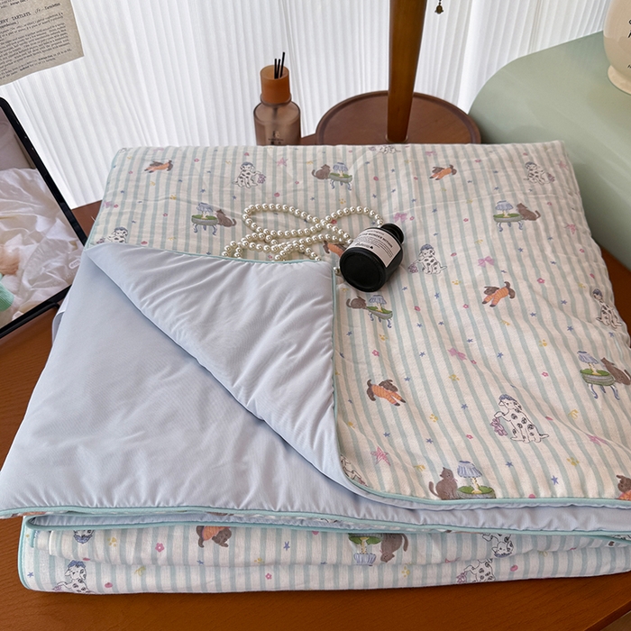 91家纺网 家纺一手货源 找家纺 HL原创 2026新款全棉双层纱小冰皮冰纱双感夏被夏凉被空调被 星芒小狗