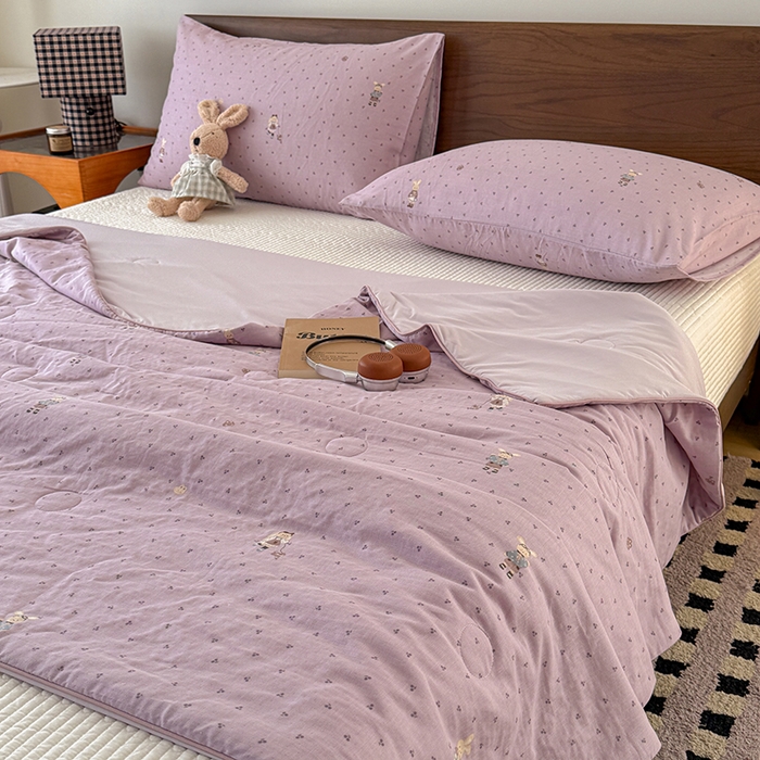 91家纺网 家纺一手货源 找家纺 HL原创 2026新款全棉双层纱小冰皮冰纱双感夏被夏凉被空调被 艾莎