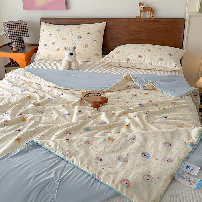 91家纺网 家纺一手货源 找家纺 HL原创 2026新款全棉双层纱小冰皮冰纱双感夏被夏凉被空调被 童话镇