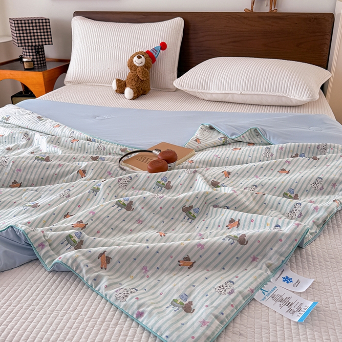 91家纺网 家纺一手货源 找家纺 HL原创 2026新款全棉双层纱小冰皮冰纱双感夏被夏凉被空调被 星芒小狗