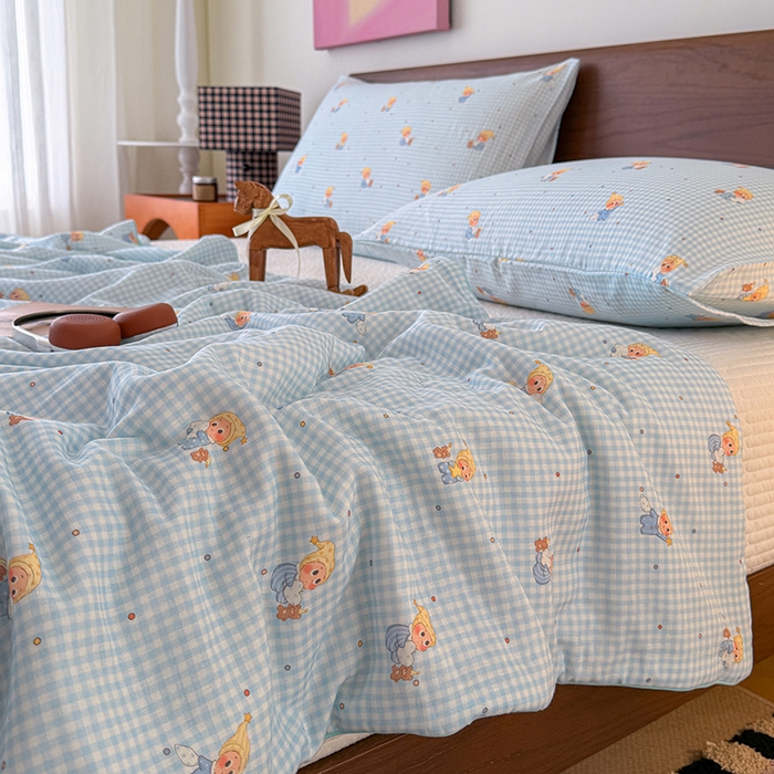 91家纺网 家纺一手货源 找家纺 HL原创 2026新款全棉双层纱小冰皮冰纱双感夏被夏凉被空调被 童话故事