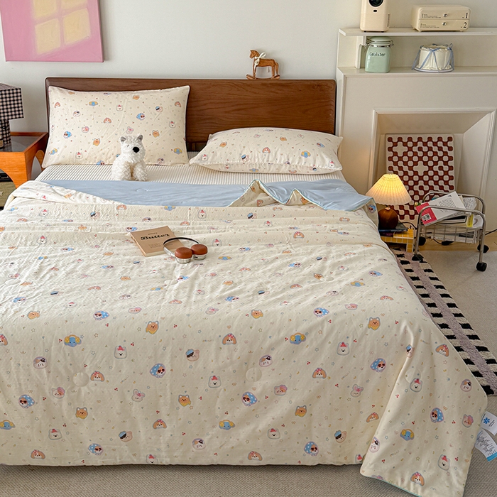 91家纺网 家纺一手货源 找家纺 HL原创 2026新款全棉双层纱小冰皮冰纱双感夏被夏凉被空调被 童话镇