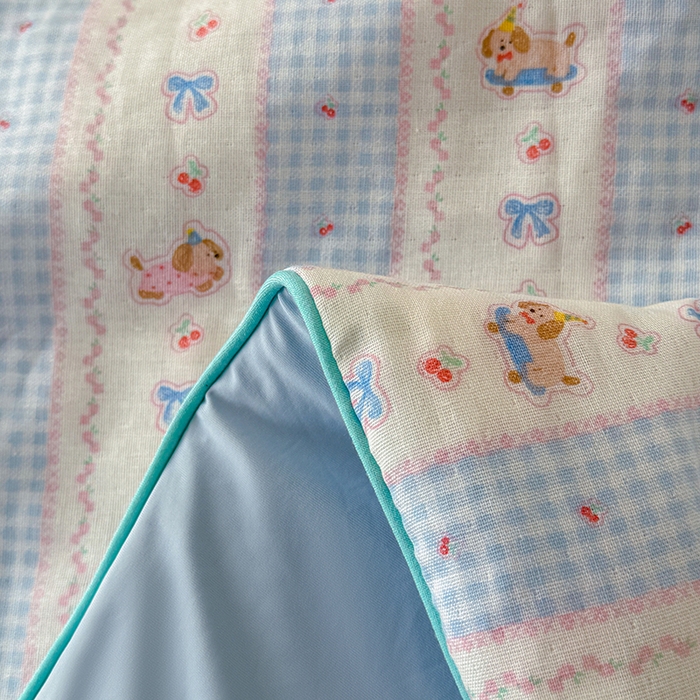 91家纺网 家纺一手货源 找家纺 HL原创 2026新款全棉双层纱小冰皮冰纱双感夏被夏凉被空调被 条纹萌熊