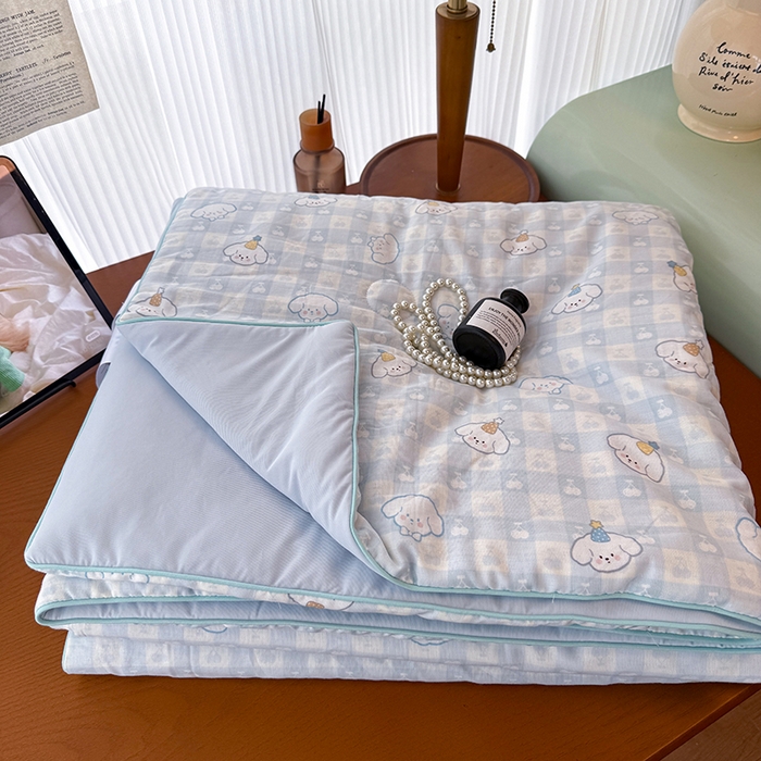 91家纺网 家纺一手货源 找家纺 HL原创 2026新款全棉双层纱小冰皮冰纱双感夏被夏凉被空调被 清爽夏日