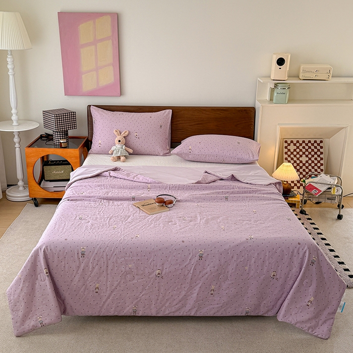 91家纺网 家纺一手货源 找家纺 HL原创 2026新款全棉双层纱小冰皮冰纱双感夏被夏凉被空调被 艾莎