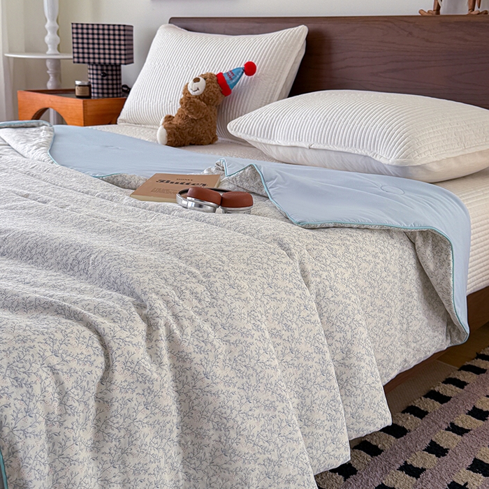 91家纺网 家纺一手货源 找家纺 HL原创 2026新款全棉双层纱小冰皮冰纱双感夏被夏凉被空调被 枝蔓