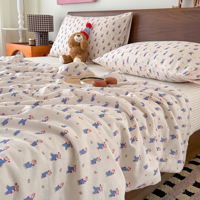 91家纺网 家纺一手货源 找家纺 HL原创 2026新款全棉双层纱小冰皮冰纱双感夏被夏凉被空调被 仔仔