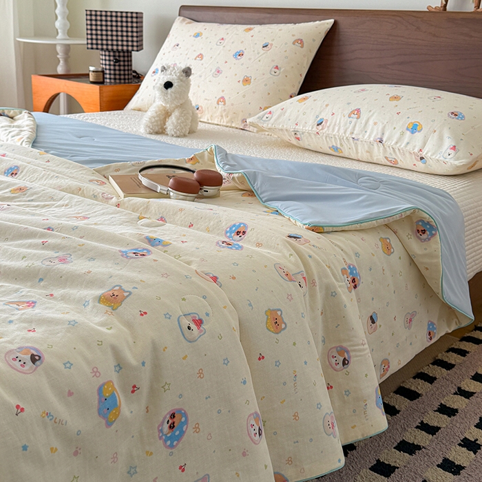 91家纺网 家纺一手货源 找家纺 HL原创 2026新款全棉双层纱小冰皮冰纱双感夏被夏凉被空调被 童话镇