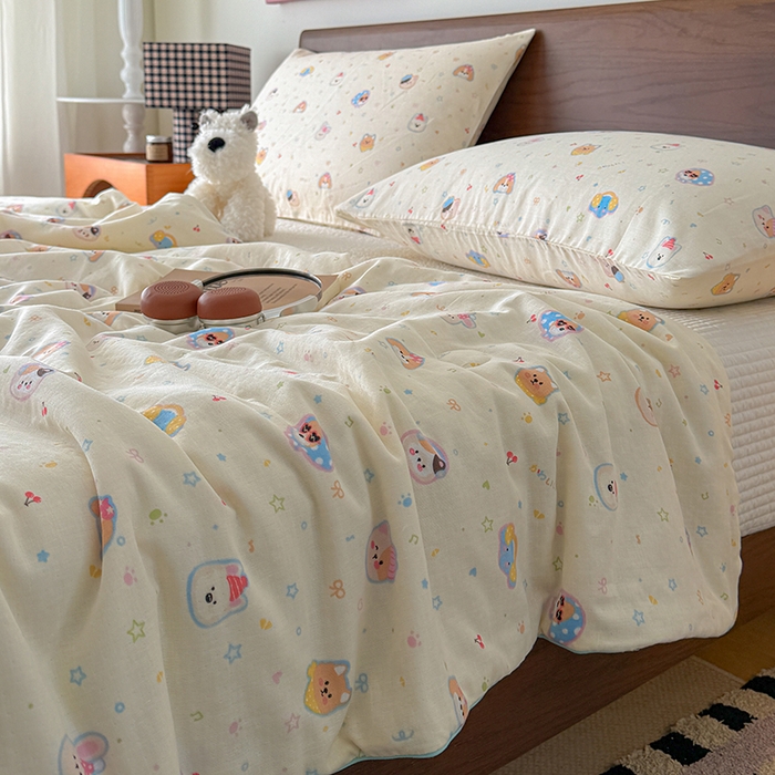 91家纺网 家纺一手货源 找家纺 HL原创 2026新款全棉双层纱小冰皮冰纱双感夏被夏凉被空调被 童话镇