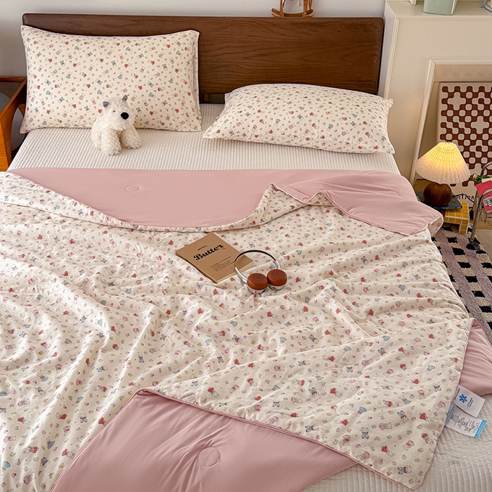 91家纺网 家纺一手货源 找家纺 HL原创 2026新款全棉双层纱小冰皮冰纱双感夏被夏凉被空调被 可爱兔