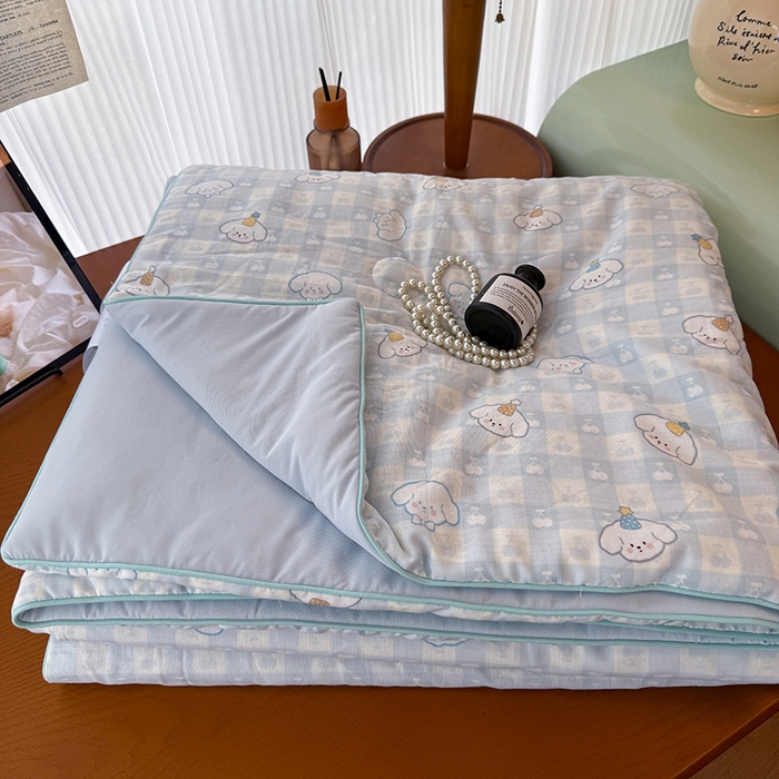 91家纺网 家纺一手货源 找家纺 HL原创 2026新款全棉双层纱小冰皮冰纱双感夏被夏凉被空调被 清爽夏日