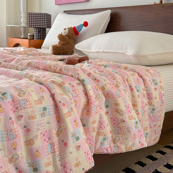 91家纺网 家纺一手货源 找家纺 HL原创 2026新款全棉双层纱小冰皮冰纱双感夏被夏凉被空调被 萌宠王国