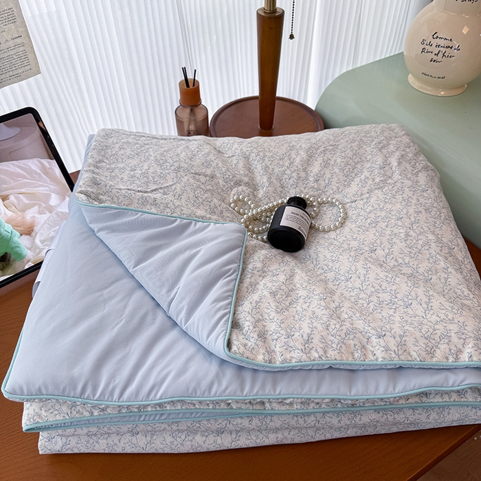 91家纺网 家纺一手货源 找家纺 HL原创 2026新款全棉双层纱小冰皮冰纱双感夏被夏凉被空调被 枝蔓